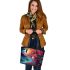 Colorful serenity under the stars leather tote bag