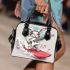 Cool rabbit surfing with electric guitar and headphones shoulder handbag