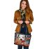 Curious canine fruit feast leather tote bag