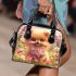 Cute adorable fluffy pomeranian with big eyes shoulder handbag