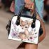 Cute baby deer with flowers in pastel colors shoulder handbag