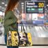 Cute baby panda with sunflowers on a yellow 3d travel bag