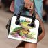 Cute baby turtle with big eyes and colorful flowers shoulder handbag