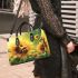 Cute bee sits on the petals of sunflowers small handbag