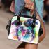 Cute border collie dog in colorful ink wash style shoulder handbag