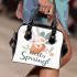 Cute bunny sitting on top of an carrot hello spring shoulder handbag