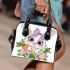 Cute bunny with big eyes and a purple bow shoulder handbag