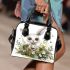 Cute cartoon baby bunny with big eyes sitting shoulder handbag