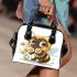 Cute cartoon bee holding flowers shoulder handbag