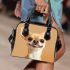 Cute cartoon chihuahua smiling shoulder handbag