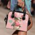 Cute cartoon frog holding a pink heart shoulder handbag