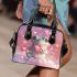 Cute cartoon frog holding a pink heart shoulder handbag