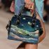 Cute cartoon frog lying on the clouds in space shoulder handbag