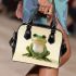 Cute cartoon frog white belly and black eyes shoulder handbag