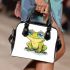 Cute cartoon frog with big eyes shoulder handbag