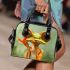 Cute cartoon frog with big eyes and long legs shoulder handbag