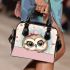 Cute cartoon owl with a pink bow on its head shoulder handbag
