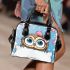 Cute cartoon owl with pink bow on head shoulder handbag