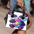 Cute cartoon panda holding a colorful bubble shoulder handbag
