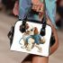 Cute cartoon puppy with a blue backpack shoulder handbag