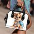 Cute cartoon puppy with a blue backpack shoulder handbag