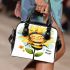 Cute cartoon style bee holding a sunflower shoulder handbag