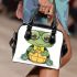 Cute cartoon turtle wearing glasses shoulder handbag