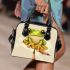 Cute chibi frog sitting on a pencil shoulder handbag