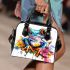 Cute colorful frog with flowers shoulder handbag