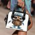 Cute little owl wearing blue sneakers shoulder handbag