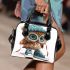 Cute little owl wearing blue sneakers shoulder handbag
