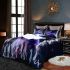 Cute neon blue and purple rabbit with glowing eyes bedding set