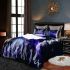 Cute neon blue and purple rabbit with glowing eyes bedding set