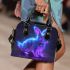 Cute neon bunny with glowing blue and purple fur shoulder handbag