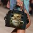 Cute owl holding a coffee cup shoulder handbag