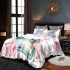 Cute owl sitting on books in pink and blue colors with flowers bedding set