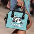 Cute panda rolling on the ground shoulder handbag