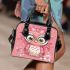 Cute pink owl with a bow on its head shoulder handbag