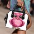 Cute pink owl with big eyes clipart shoulder handbag