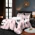 Cute pink pattern with hearts pandas and the word love bedding set