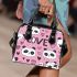 Cute pink pattern with hearts pandas and the word love shoulder handbag