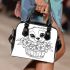 Cute puppy in flower basket with big cute eyes shoulder handbag