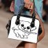 Cute puppy playing with a stick coloring page for kids shoulder handbag