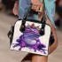 Cute purple frog wearing crown with blue skin color shoulder handbag