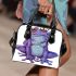 Cute purple frog wearing crown with blue skin color shoulder handbag