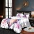 Cute purple owl sitting on top of books surrounded by pink roses bedding set