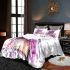 Cute purple owl sitting on top of books surrounded by pink roses bedding set