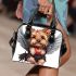 Cute valentine yorkie with angel wings holding heart shoulder handbag