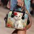 Cute white baby cat blue eyes shoulder handbag