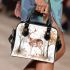 Deer with antlers stands in the forest shoulder handbag